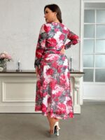 SHEIN GRANDE TAILLE (44/46/48/50/52/54) – Robe fleurie à manches longues avec détail volanté sur le côté E173 https://sheinstyle.store original Algerie DZ