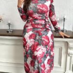 SHEIN GRANDE TAILLE (44/46/48/50/52/54) – Robe fleurie à manches longues avec détail volanté sur le côté E173 https://sheinstyle.store original Algerie DZ