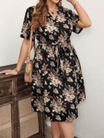 SHEIN GRANDE TAILLE (46/48/50) Robe imprimée florale à col bénitier – Fraîcheur estivale et charme féminin E41 https://sheinstyle.store original Algerie DZ