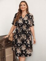 SHEIN GRANDE TAILLE (46/48/50) Robe imprimée florale à col bénitier – Fraîcheur estivale et charme féminin E41 https://sheinstyle.store original Algerie DZ