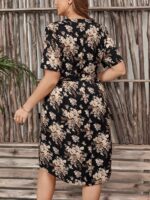 SHEIN GRANDE TAILLE (46/48/50) Robe imprimée florale à col bénitier – Fraîcheur estivale et charme féminin E41 https://sheinstyle.store original Algerie DZ