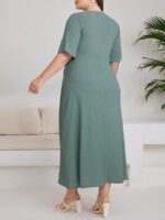 SHEIN GRANDE TAILLE (44/46/48/50/52/54) – Robe longue en lin unie sans manches avec ceinture à nouer E51 https://sheinstyle.store original Algerie DZ