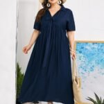 SHEIN GRANDE TAILLE (44/46/48/50) Robe maxi unie à smocks et nœud  sur le devant E68 https://sheinstyle.store original Algerie DZ