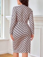 SHEIN GRANDE TAILLE (44/46/48/50/52/54) – Robe moulante à imprimé intégral avec ceinture V21 https://sheinstyle.store original Algerie DZ