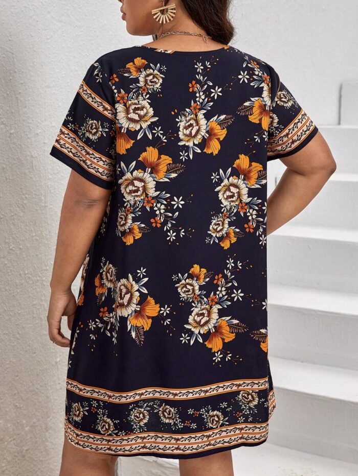 SHEIN GRANDE TAILLE (44/46/48/50/52/54) Robe tunique à imprimé fleuri – coupe fluide et féminine E4 https://sheinstyle.store original Algerie DZ
