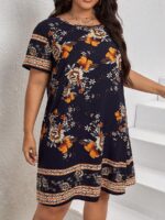 SHEIN GRANDE TAILLE (44/46/48/50/52/54) Robe tunique à imprimé fleuri – coupe fluide et féminine E4 https://sheinstyle.store original Algerie DZ