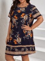 SHEIN GRANDE TAILLE (44/46/48/50/52/54) Robe tunique à imprimé fleuri – coupe fluide et féminine E4 https://sheinstyle.store original Algerie DZ