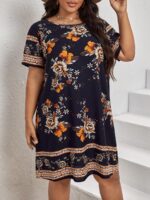 SHEIN GRANDE TAILLE (44/46/48/50/52/54) Robe tunique à imprimé fleuri – coupe fluide et féminine E4 https://sheinstyle.store original Algerie DZ