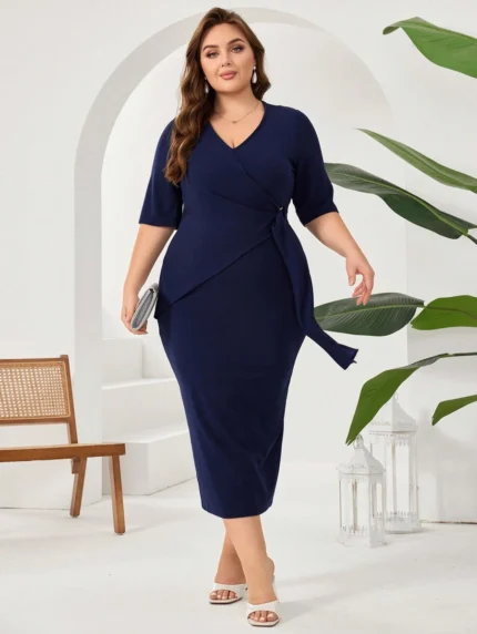 SHEIN GRANDE TAILLE (44/46/48/50/52/54) Robe unie avec nœud au col et ceinture à la taille – Élégance classique et féminine E76 https://sheinstyle.store original Algerie DZ SHEIN GRANDE TAILLE (44/46/48/50/52/54) Robe unie avec nœud au col et ceinture à la taille – Élégance classique et féminine E76 https://sheinstyle.store original Algerie DZ