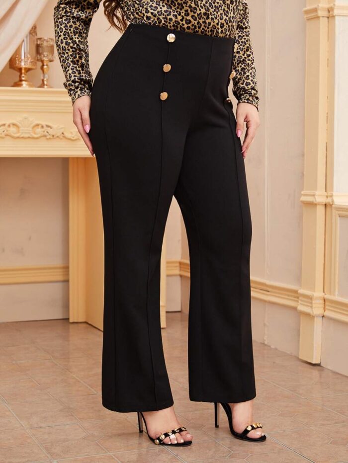 SHEIN GRANDE TAILLE (44/46) – Pantalon fuselé à double rangée de boutons et couture frontale E31 https://sheinstyle.store original Algerie DZ
