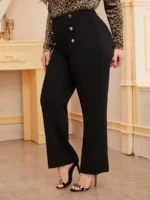 SHEIN GRANDE TAILLE (44/46) – Pantalon fuselé à double rangée de boutons et couture frontale E31 https://sheinstyle.store original Algerie DZ
