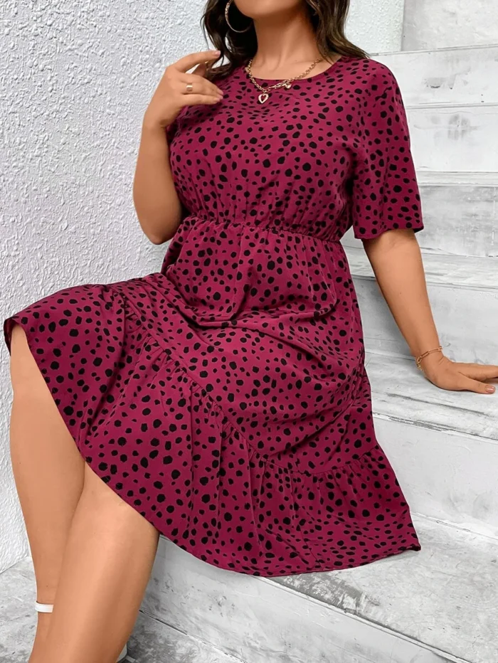 SHEIN GRANDE TAILLE (44/46) – Robe à pois avec volants, coupe fluide E25 https://sheinstyle.store original Algerie DZ