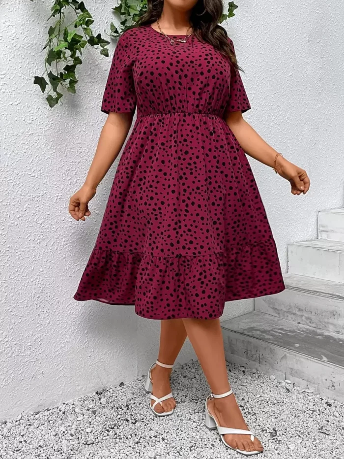 SHEIN GRANDE TAILLE (44/46) – Robe à pois avec volants, coupe fluide E25 https://sheinstyle.store original Algerie DZ