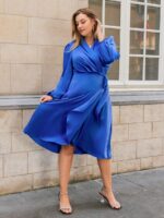 SHEIN GRANDE TAILLE (44/46) – Robe cache-cœur à manches lanterne avec nœud latéral E112 https://sheinstyle.store original Algerie DZ