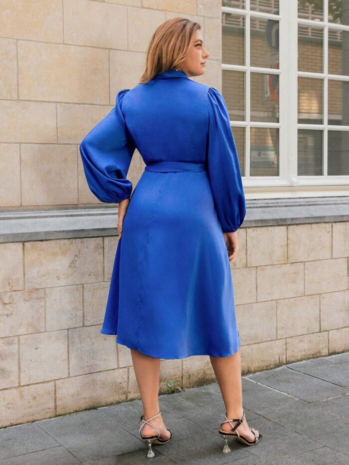 SHEIN GRANDE TAILLE (44/46) – Robe cache-cœur à manches lanterne avec nœud latéral E112 https://sheinstyle.store original Algerie DZ