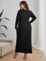 SHEIN GRANDE TAILLE (48/50/52/54) – Robe unie à col rond, coupe ajustée V57 https://sheinstyle.store original Algerie DZ