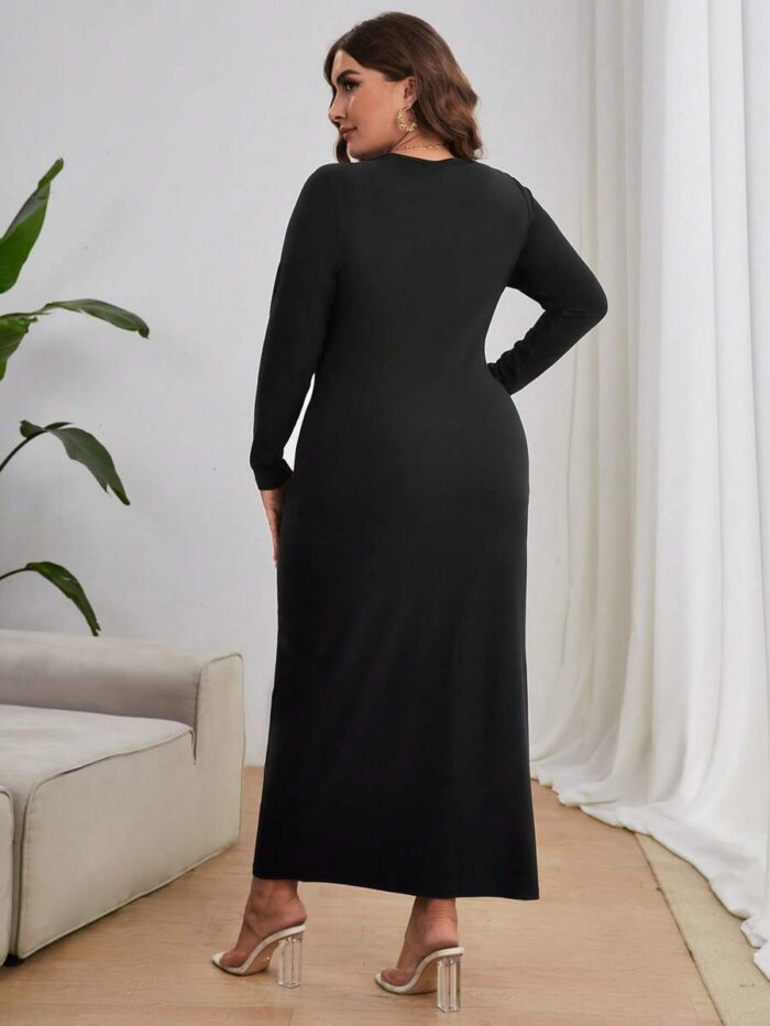 SHEIN GRANDE TAILLE (48/50/52/54) – Robe unie à col rond, coupe ajustée V57 https://sheinstyle.store original Algerie DZ