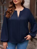 SHEIN GRANDE TAILLE (50/52/54) – Blouse à col ouvert et manches bouffantes E100 https://sheinstyle.store original Algerie DZ