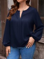 SHEIN GRANDE TAILLE (50/52/54) – Blouse à col ouvert et manches bouffantes E100 https://sheinstyle.store original Algerie DZ