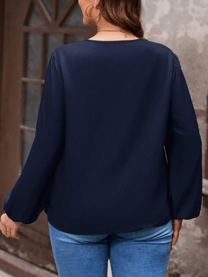 SHEIN GRANDE TAILLE (50/52/54) – Blouse à col ouvert et manches bouffantes E100 https://sheinstyle.store original Algerie DZ