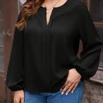 SHEIN GRANDE TAILLE (46/48/50/52/54) – Blouse à encolure dégagée et manches bouffantes V31 https://sheinstyle.store original Algerie DZ