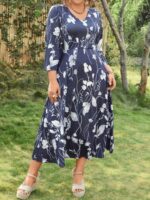 SHEIN GRANDE TAILLE (52/54) – Robe à imprimé fleuri manches 3/4 pour femme E56 https://sheinstyle.store original Algerie DZ
