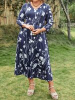 SHEIN GRANDE TAILLE (52/54) – Robe à imprimé fleuri manches 3/4 pour femme E56 https://sheinstyle.store original Algerie DZ