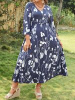 SHEIN GRANDE TAILLE (52/54) – Robe à imprimé fleuri manches 3/4 pour femme E56 https://sheinstyle.store original Algerie DZ