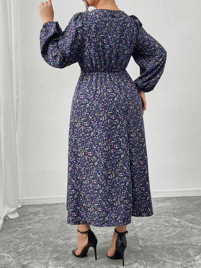 SHEIN GRANDE TAILLE (52/54) – Robe fleurie à manches lanterne, élégante pour le printemps et l'automne E1666 https://sheinstyle.store original Algerie DZ