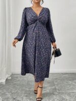 SHEIN GRANDE TAILLE (52/54) – Robe fleurie à manches lanterne, élégante pour le printemps et l'automne E1666 https://sheinstyle.store original Algerie DZ