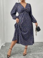 SHEIN GRANDE TAILLE (52/54) – Robe fleurie à manches lanterne, élégante pour le printemps et l'automne E1666 https://sheinstyle.store original Algerie DZ