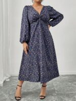 SHEIN GRANDE TAILLE (52/54) – Robe fleurie à manches lanterne, élégante pour le printemps et l'automne E1666 https://sheinstyle.store original Algerie DZ