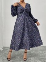 SHEIN GRANDE TAILLE (52/54) – Robe fleurie à manches lanterne, élégante pour le printemps et l'automne E1666 https://sheinstyle.store original Algerie DZ