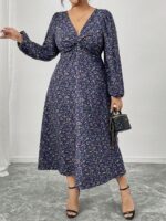 SHEIN GRANDE TAILLE (52/54) – Robe fleurie à manches lanterne, élégante pour le printemps et l'automne E1666 https://sheinstyle.store original Algerie DZ