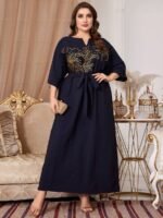 SHEIN GRANDE TAILLE (52/54) – Robe imprimée florale dorée pour femme E35 https://sheinstyle.store original Algerie DZ