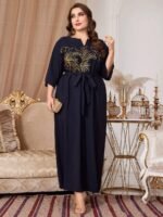 SHEIN GRANDE TAILLE (52/54) – Robe imprimée florale dorée pour femme E35 https://sheinstyle.store original Algerie DZ