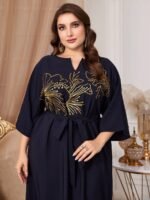 SHEIN GRANDE TAILLE (52/54) – Robe imprimée florale dorée pour femme E35 https://sheinstyle.store original Algerie DZ