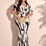 SHEIN GRANDE TAILLE (48/50) – Robe bohème d'été à imprimé floral, col V et taille froncée E189 https://sheinstyle.store original Algerie DZ