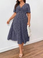 SHEIN GRANDE TAILLE (44/46/48/50/52/54) Robe d'été bohème à imprimé floral avec manches courtes E203 https://sheinstyle.store original Algerie DZ