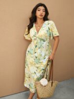 SHEIN GRANDE TAILLE (44/46/48/50/52/54) Robe d'été casual grande taille à col en V e193 https://sheinstyle.store original Algerie DZ