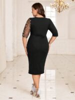 SHEIN GRANDE TAILLE (44/46/48/50/52/54) Robe élégante grande taille à col en V avec détails en perles E194 https://sheinstyle.store original Algerie DZ