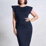 SHEIN GRANDE TAILLE (46/48/50/52/54) Robe élégante manches plissées col rond grande taille E196 https://sheinstyle.store original Algerie DZ