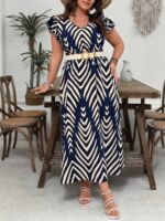 SHEIN GRANDE TAILLE (46/48/50/52/54) Robe imprimé géométrique grande taille E195 https://sheinstyle.store original Algerie DZ