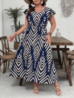 SHEIN GRANDE TAILLE (46/48/50/52/54) Robe imprimé géométrique grande taille E195 https://sheinstyle.store original Algerie DZ