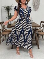 SHEIN GRANDE TAILLE (46/48/50/52/54) Robe imprimé géométrique grande taille E195 https://sheinstyle.store original Algerie DZ