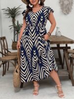 SHEIN GRANDE TAILLE (46/48/50/52/54) Robe imprimé géométrique grande taille E195 https://sheinstyle.store original Algerie DZ