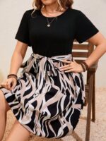 SHEIN GRANDE TAILLE (44/46/48/50/52/54) Robe imprimée grande taille à manches courtes E197 https://sheinstyle.store original Algerie DZ