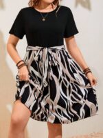 SHEIN GRANDE TAILLE (44/46/48/50/52/54) Robe imprimée grande taille à manches courtes E197 https://sheinstyle.store original Algerie DZ