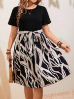 SHEIN GRANDE TAILLE (44/46/48/50/52/54) Robe imprimée grande taille à manches courtes E197 https://sheinstyle.store original Algerie DZ