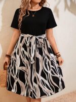 SHEIN GRANDE TAILLE (44/46/48/50/52/54) Robe imprimée grande taille à manches courtes E197 https://sheinstyle.store original Algerie DZ